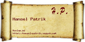 Hansel Patrik névjegykártya